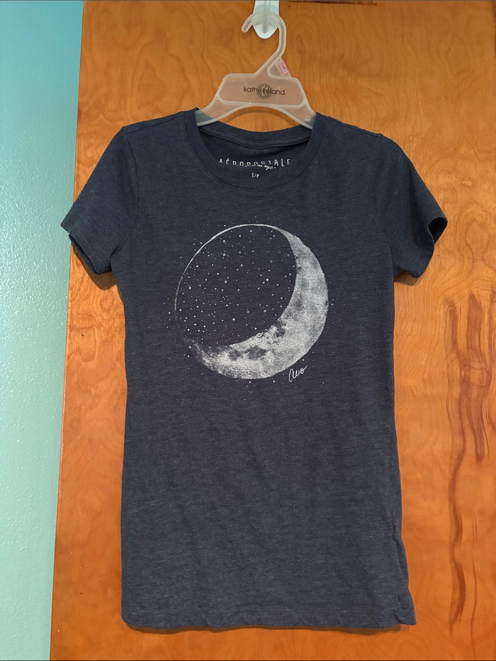 Aeropostale Navy Short Sleeve Moon Graphic Tee
